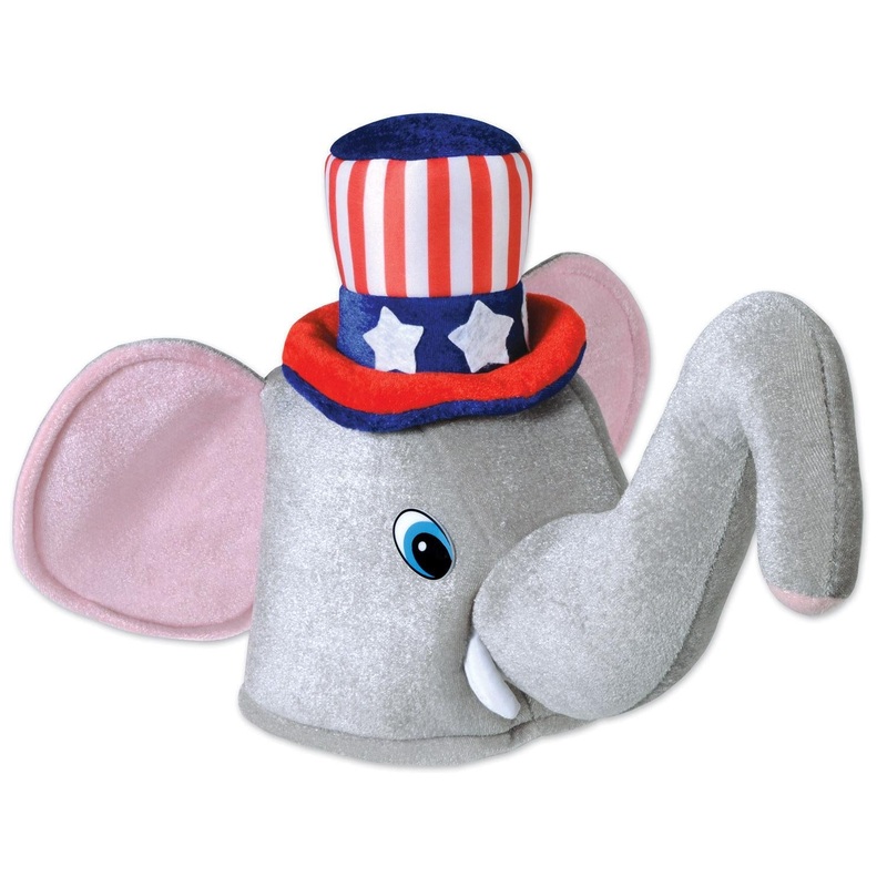 6 Pack Beistle Plush Patriotic Elephant Hat
