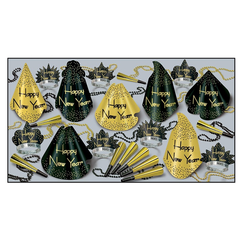 Beistle Sparkling Gold New Year's Eve Party Kit for 50 People