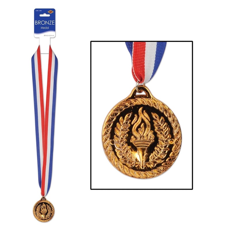 12 Pack Beistle Bronze Medal with Ribbon (2 Inch Medal)
