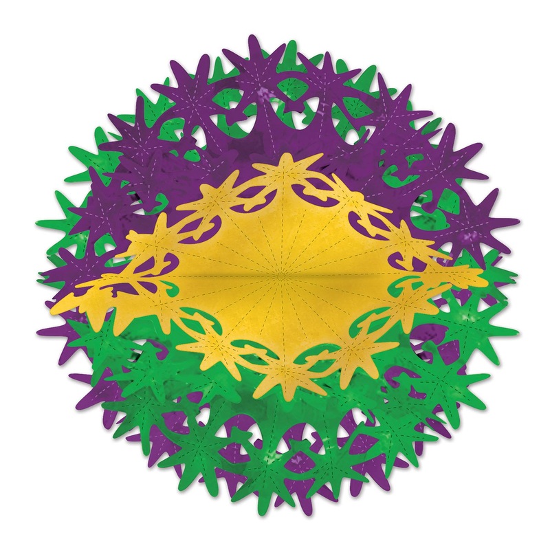 12 Pack Beistle Mardi Gras Star Ball - gold - green - purple