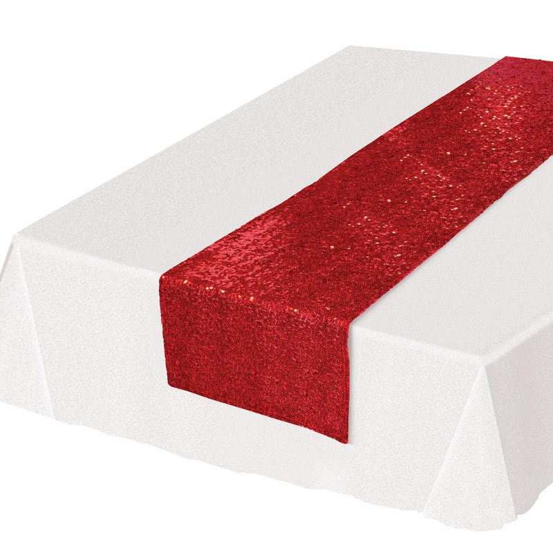 12 Pack Beistle Sequined Party Table Runner - red