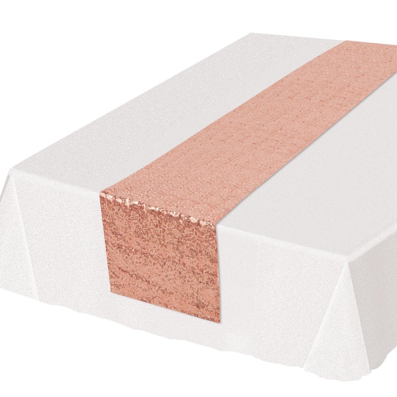 12 Pack Beistle Sequined Party Table Runner - rose gold