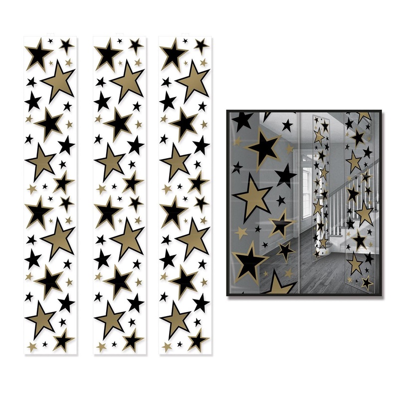 36 Pack Beistle Star Party Panels Black and Gold