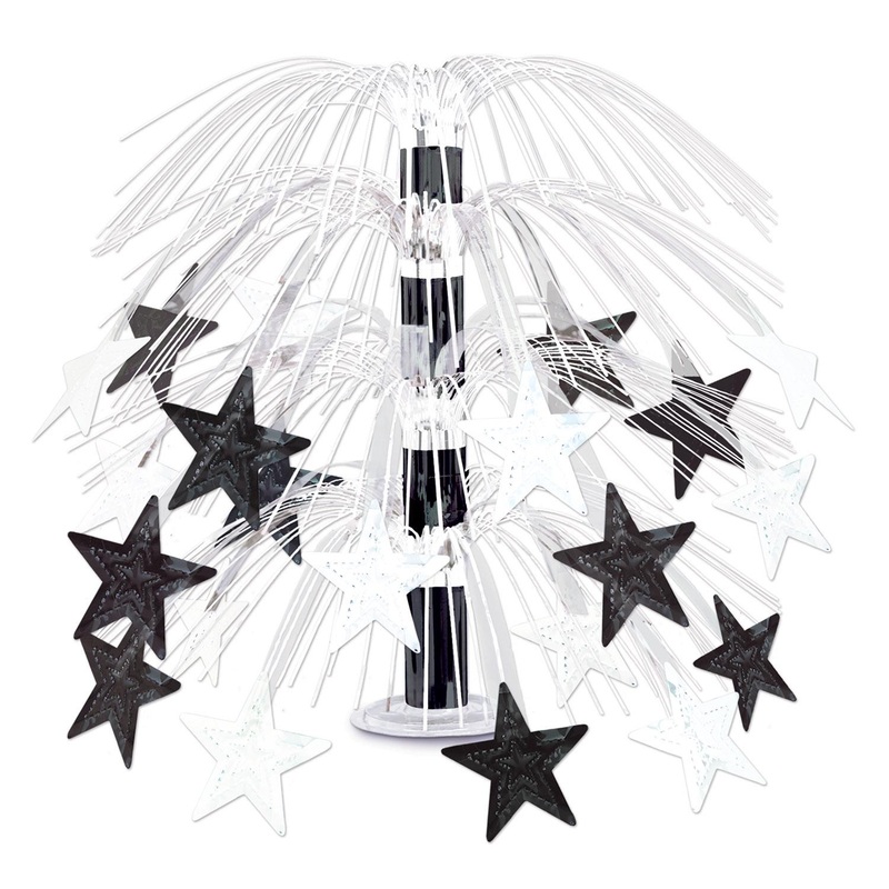 6 Pack Beistle New Year's Eve Star Cascade Centerpiece - black/white