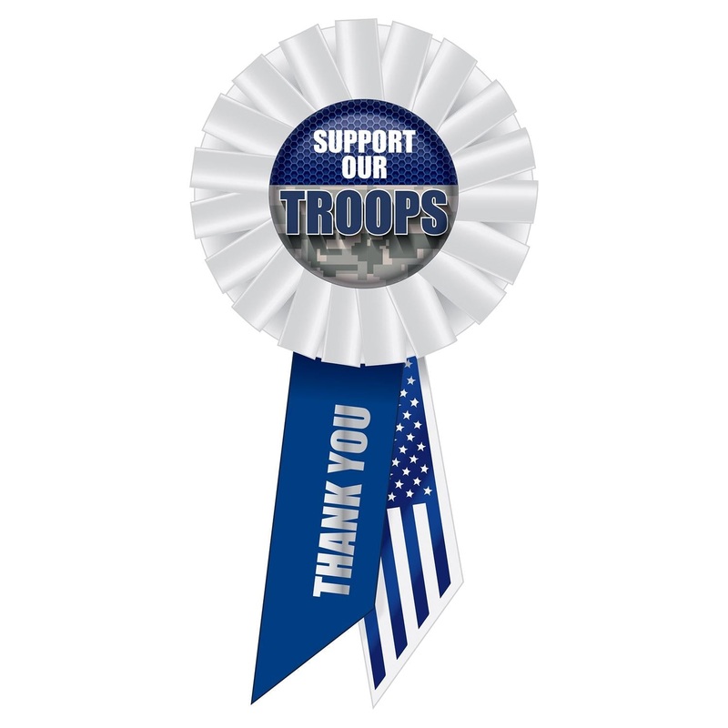 6 Pack Beistle Support Our Troops Rosette- Navy and White