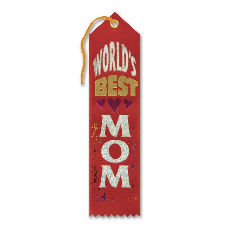 6 Pack Beistle World's Best Mom Mother's Day Award Ribbon - red
