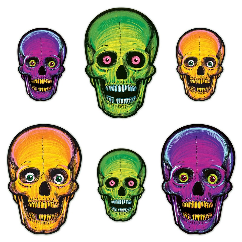72 Pack Beistle Vintage Halloween Nite-Glo Skull Cutouts
