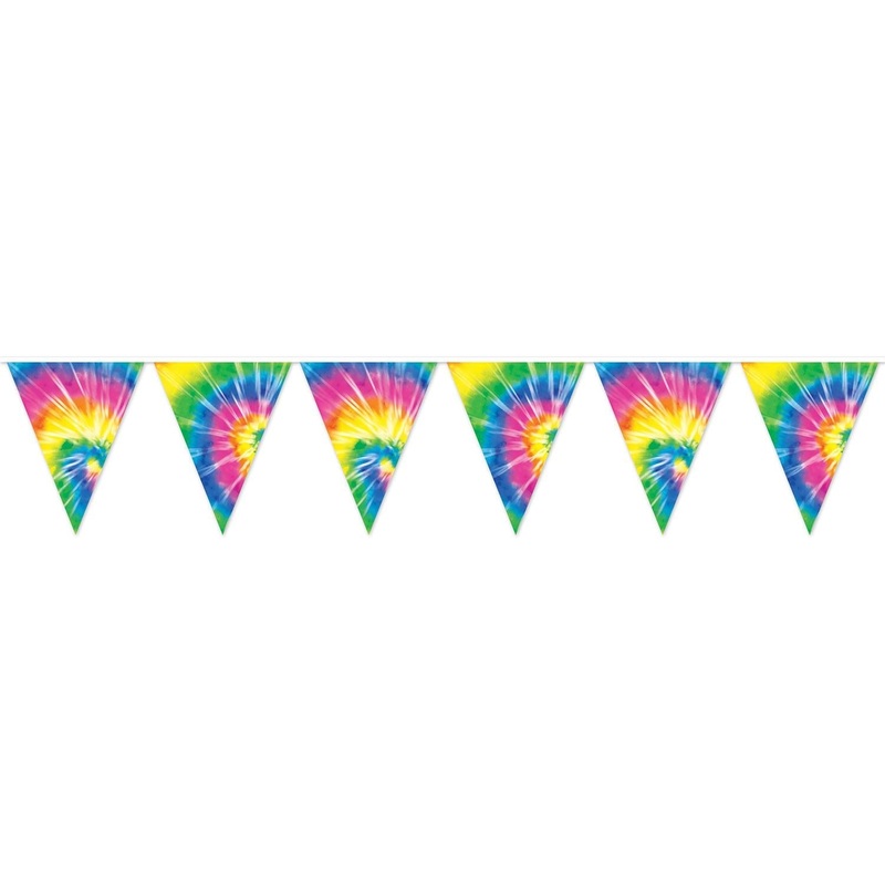 12 Pack Beistle Tie-Dyed Pennant Party Banner