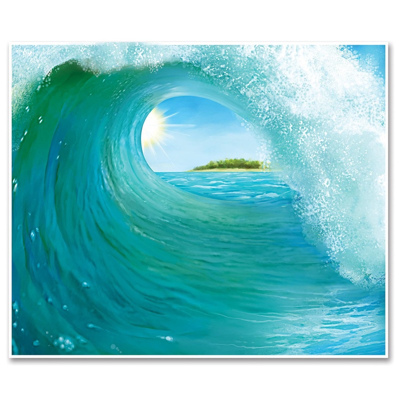 6 Pack Beistle Luau Party Surf Wave Insta-Mural Decoration