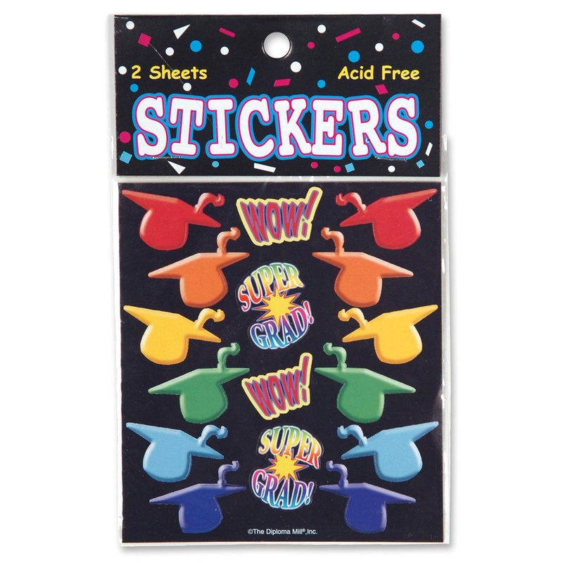 6 Pack Beistle Super Grad Graduation Party Stickers 2 Sheets/Pack