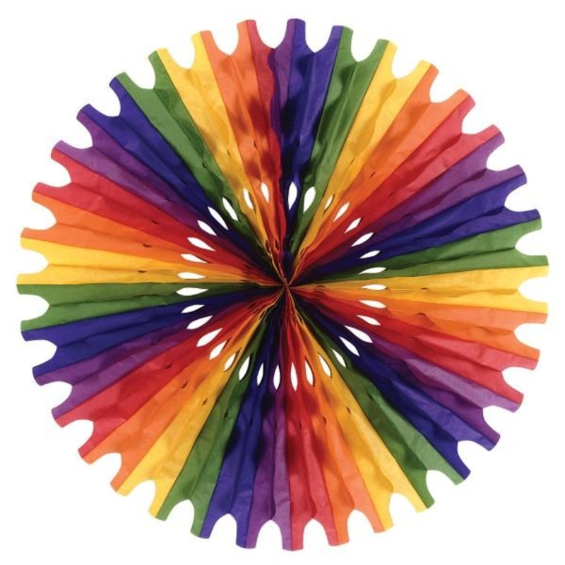12 Pack Beistle Party Tissue Fan - rainbow
