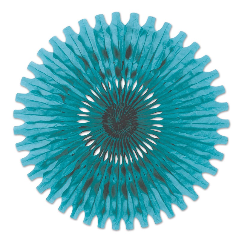 12 Pack Beistle Party Tissue Fan - turquoise