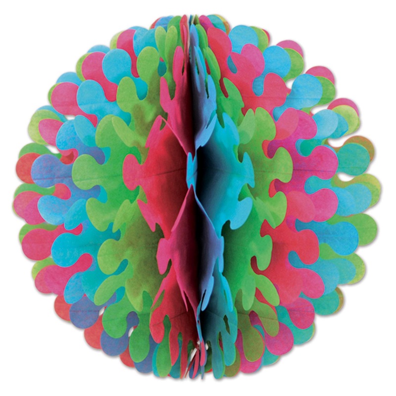 12 Piece Beistle Tissue Flutter Party Ball - cerise - Light green - turquoise