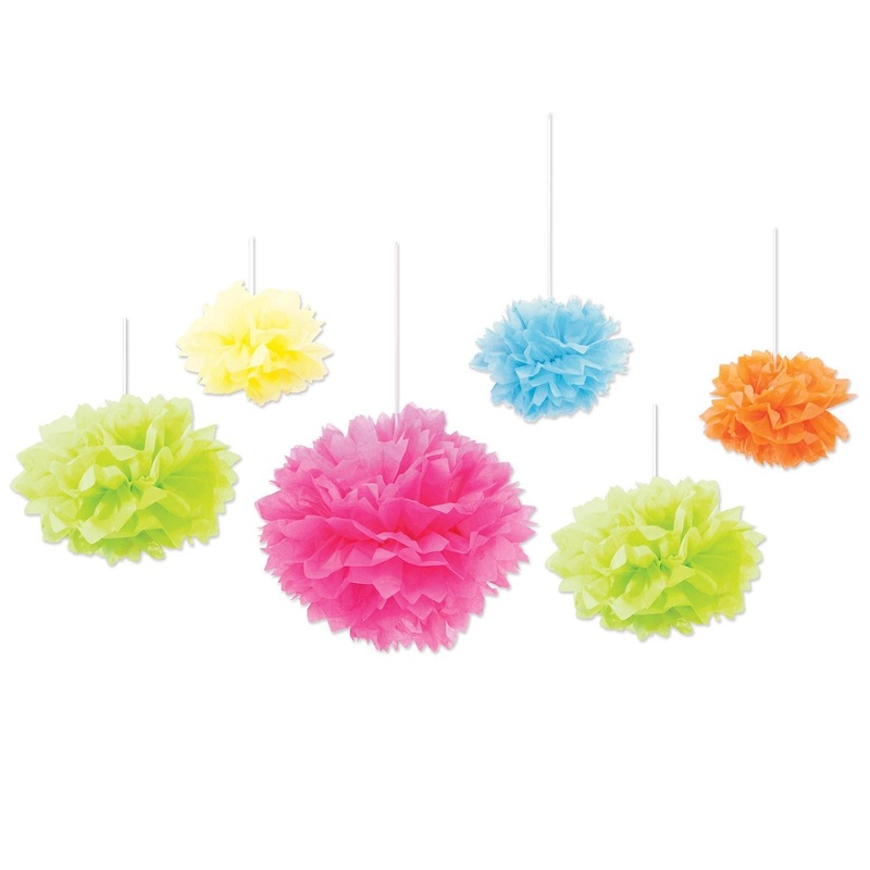 36 Pack Beistle Party Tissue Fluff Balls - bright