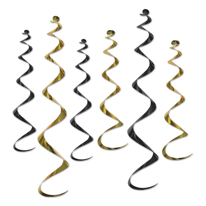 36 Piece Beistle Twirly Whirlys Decorations Asst black/gold