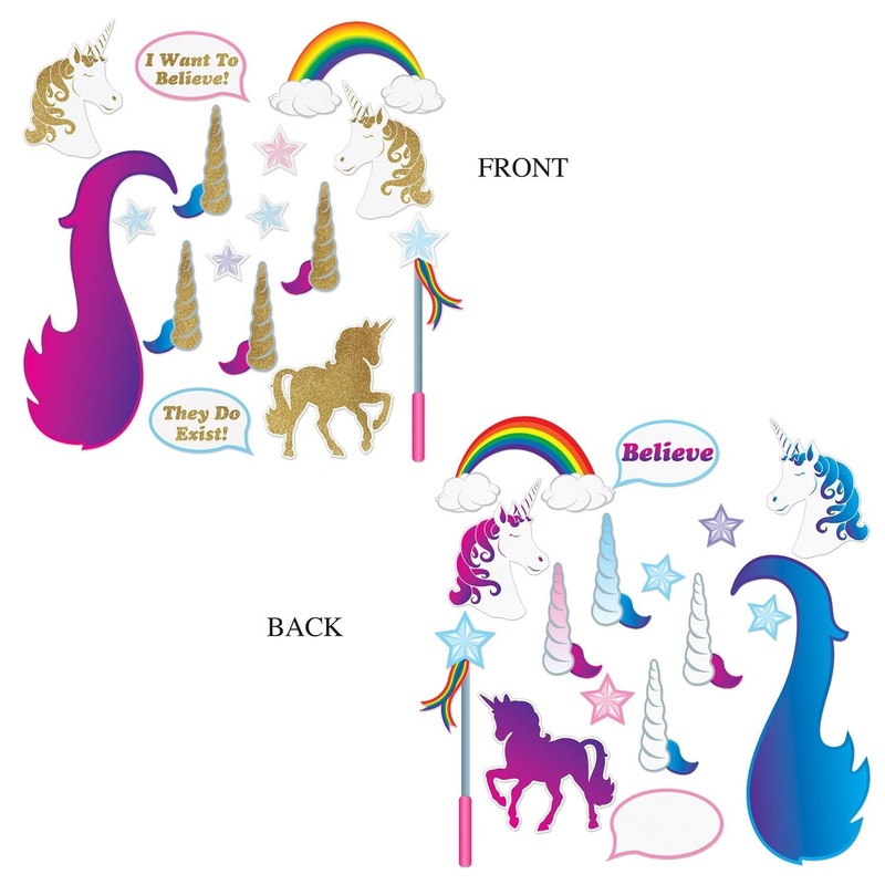 192 Piece Beistle Unicorn Glittered Party Photo Fun Signs