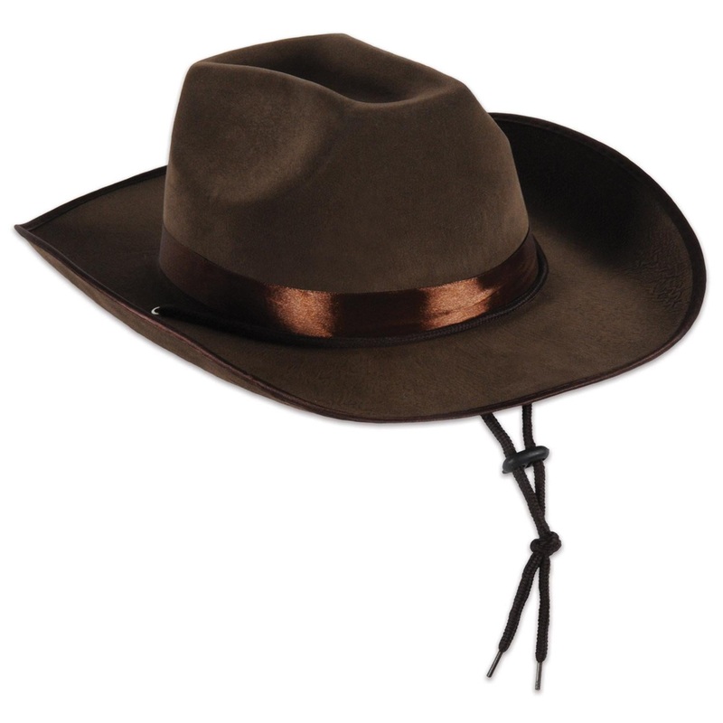 6 Pack Beistle Faux Brown Leather Western Hat
