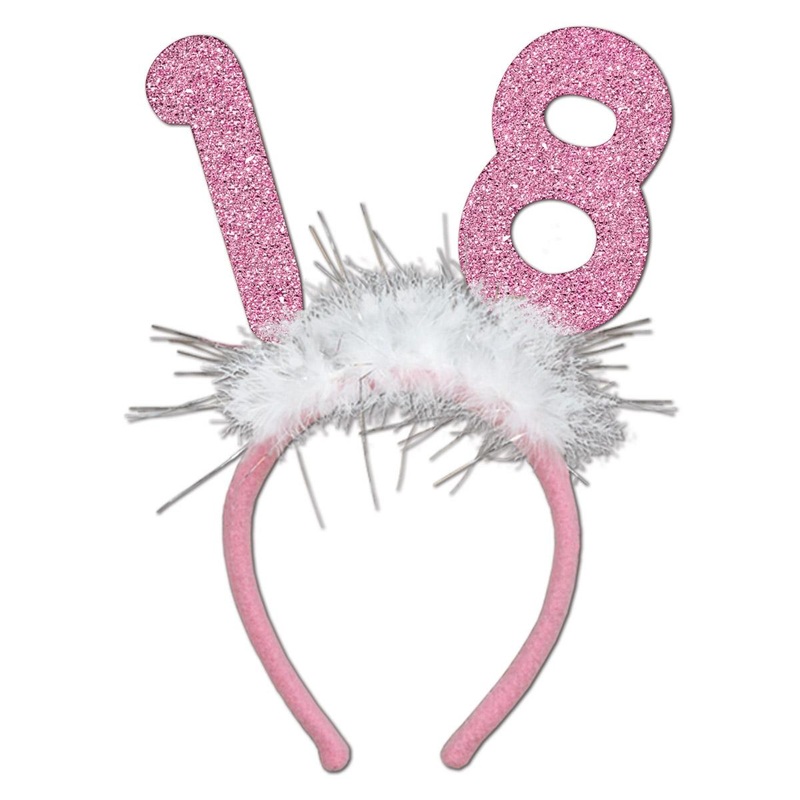 12 Pack Beistle 18th Birthday Party Glittered Boppers with Marabou