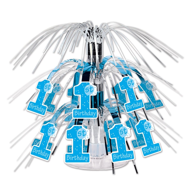 12 Pack Beistle 1st Birthday Party Mini Cascade Centerpiece - Light blue