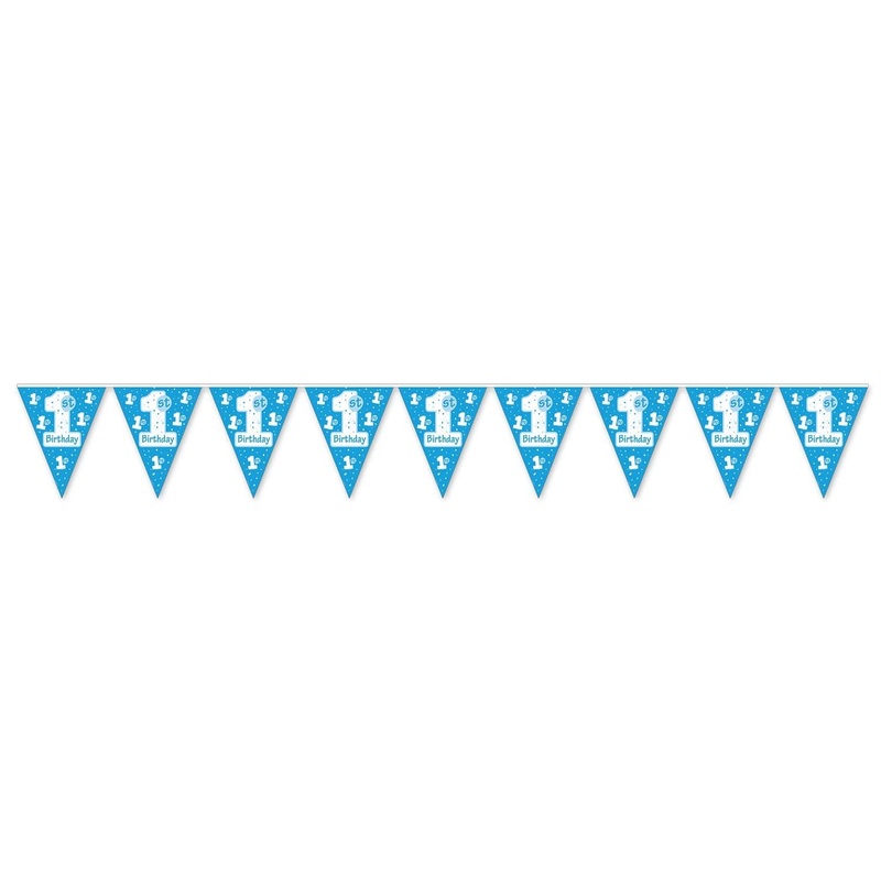 12 Pack Beistle 1st Birthday Party Pennant Banner - Light blue