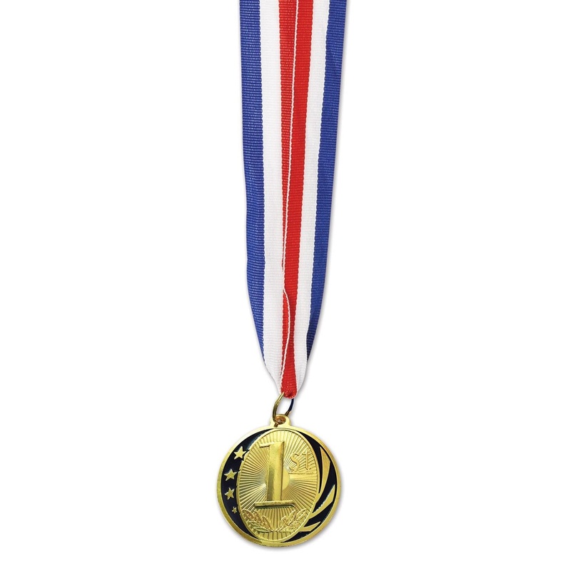 12 Pack Beistle 1st Place Medal with Ribbon - gold