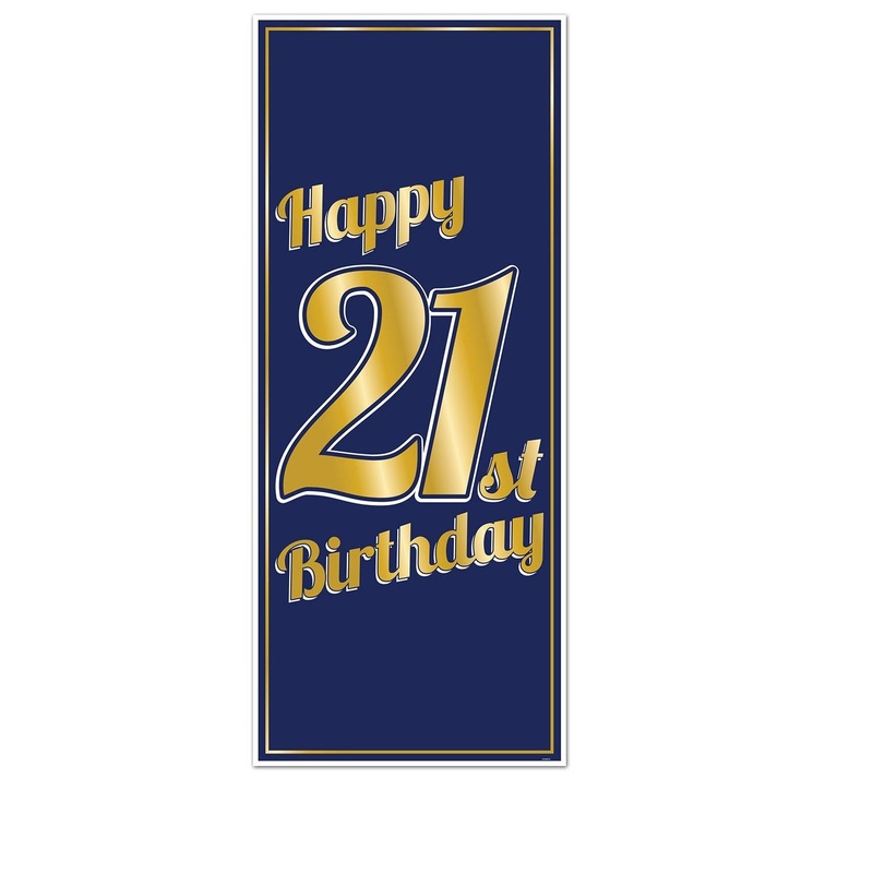 12 Pack Beistle 21st Birthday Party Door Cover- Navy and Gold