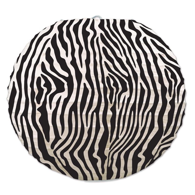 18 Pack Beistle Zebra Print Party Paper Lanterns - black/white