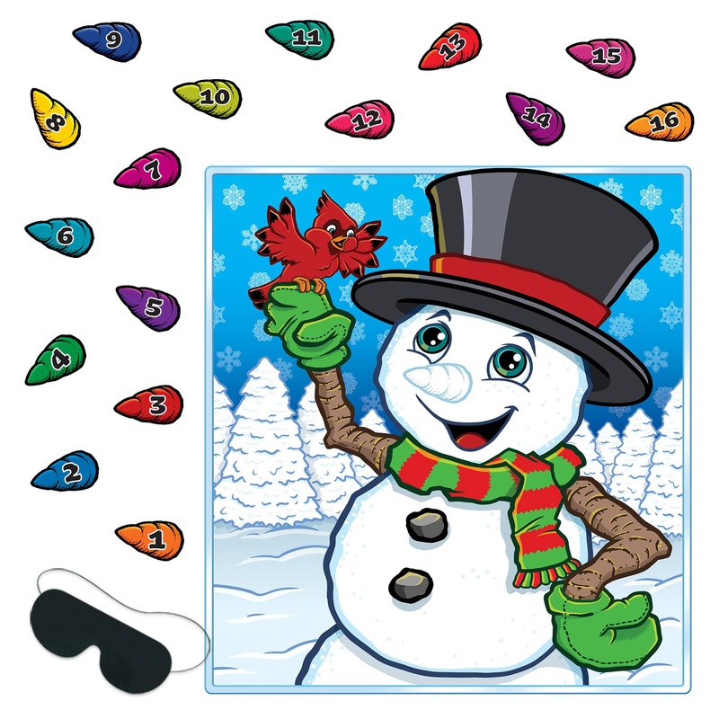 24 Pack Beistle Christmas Pin The Nose On The Snowman Game