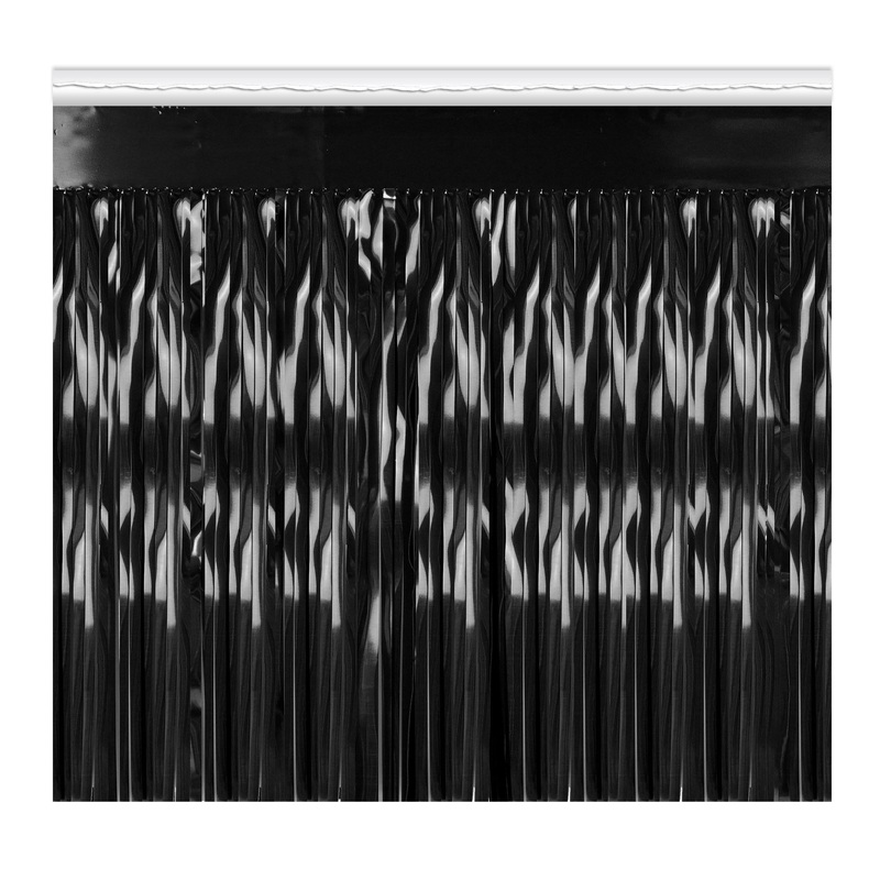 6 Pack Beistle Packaged 1-Ply Metallic Party Fringe Drape - black