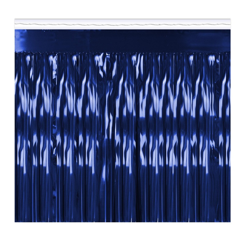 6 Pack Beistle Packaged 1-Ply Metallic Party Fringe Drape - blue
