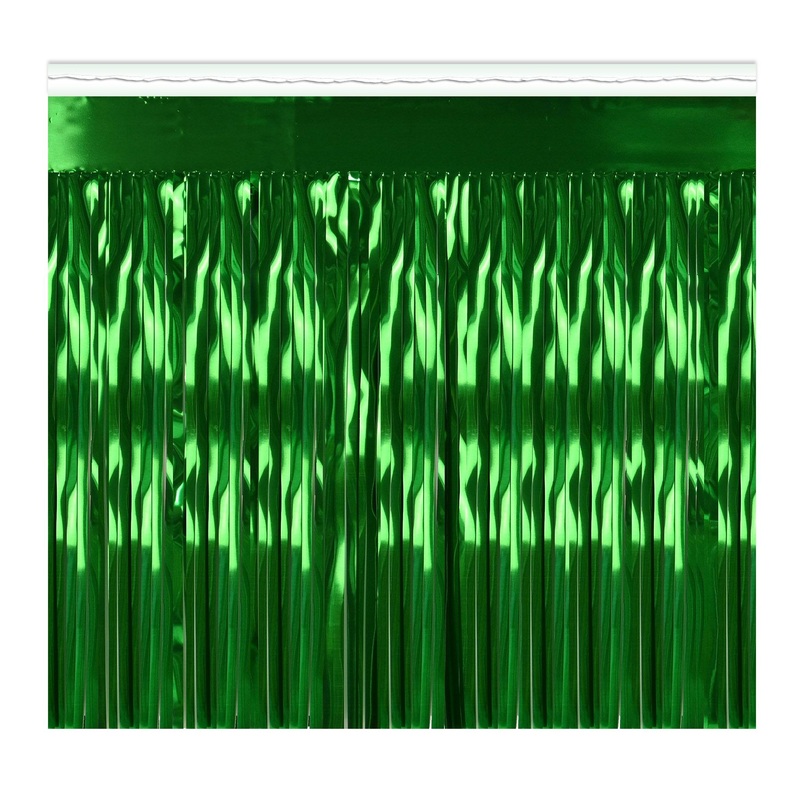 6 Pack Beistle Packaged 1-Ply Metallic Party Fringe Drape - green