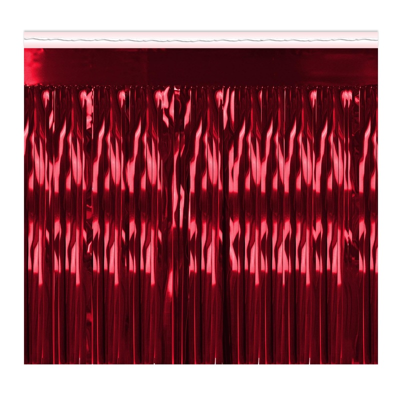 6 Pack Beistle Packaged 1-Ply Metallic Party Fringe Drape - red