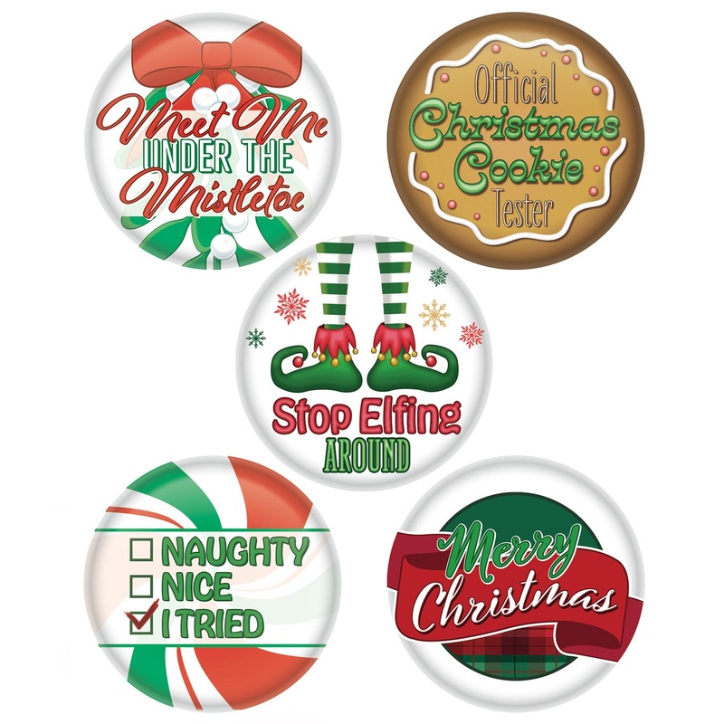 60 Pack Beistle Christmas Party Buttons