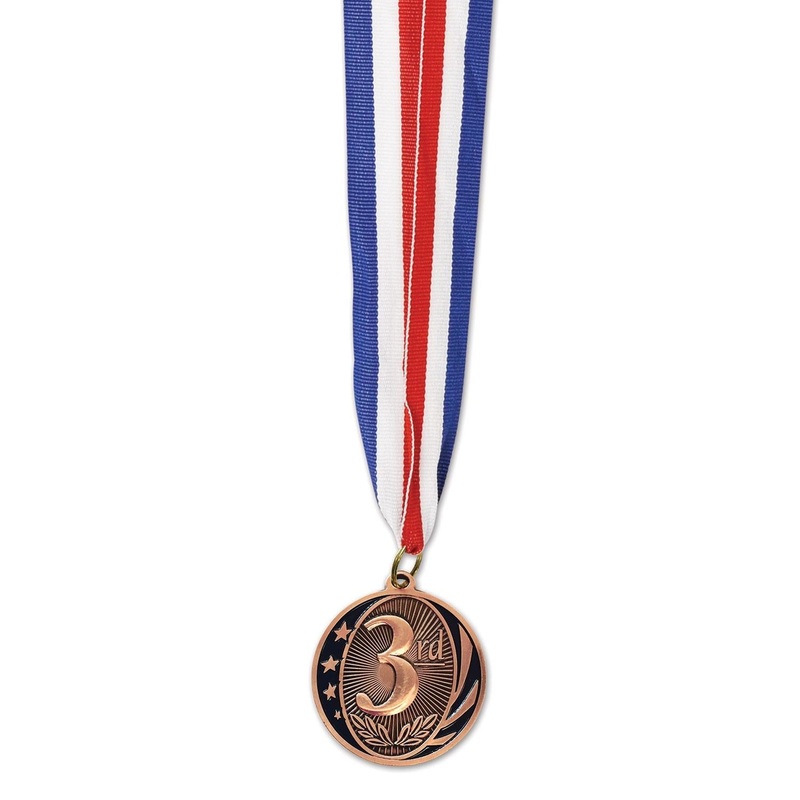 12 Pack Beistle 3rd Place Medal with Ribbon - bronze
