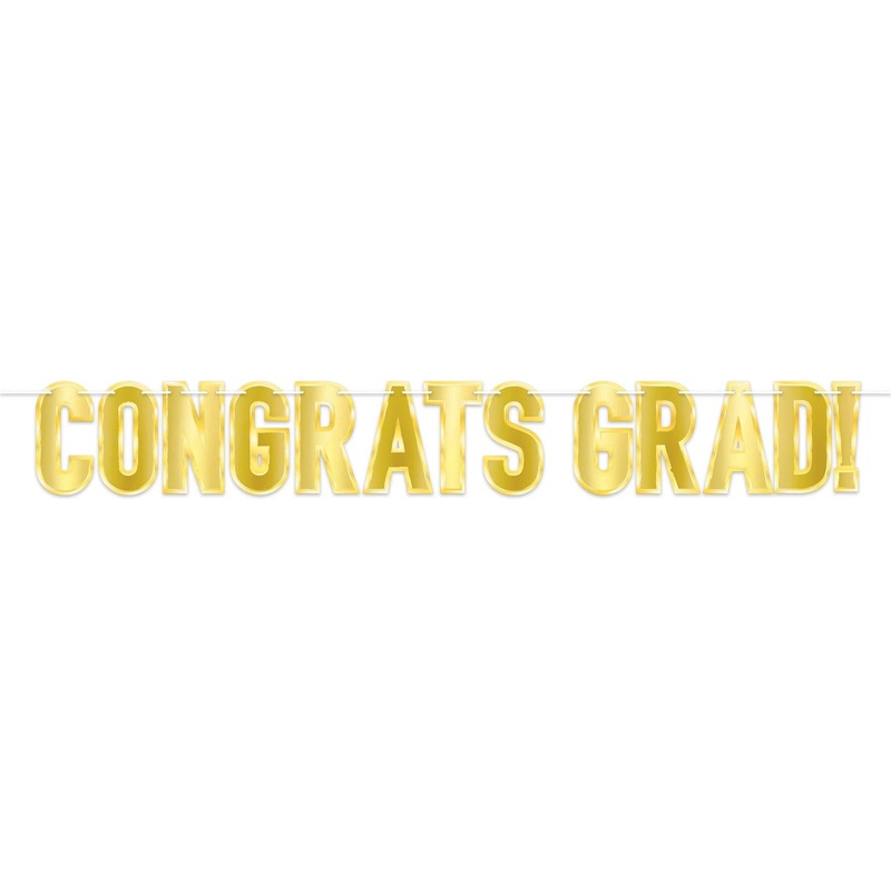 12 Pack Beistle Foil Congrats Grad! Graduation Party Streamer