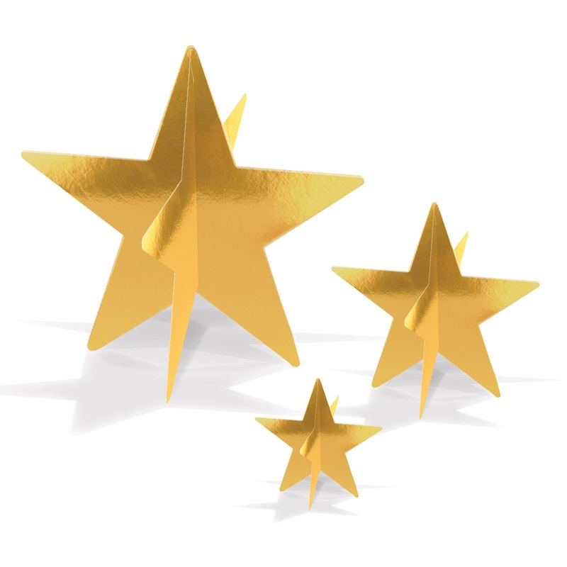 36 Pack Beistle 3-D Foil Star Party Centerpieces Gold