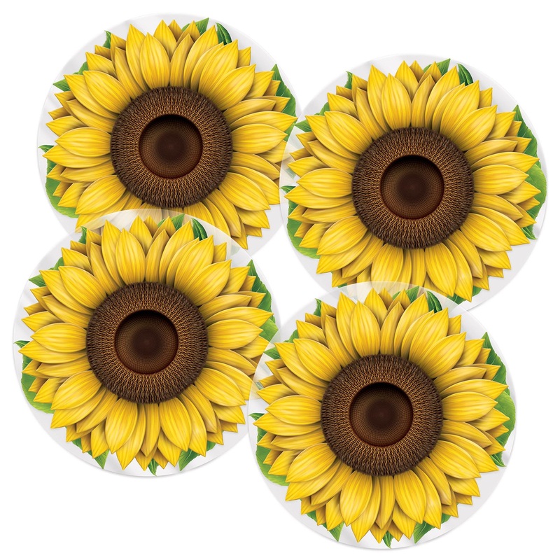 48 Pack Beistle Plastic Sunflower Round Party Placemats