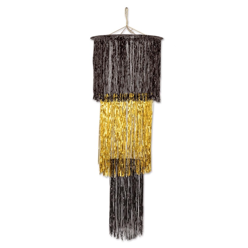 6 Pack Beistle 3-Tier (1-Ply) Shimmering Party Chandelier - black/gold
