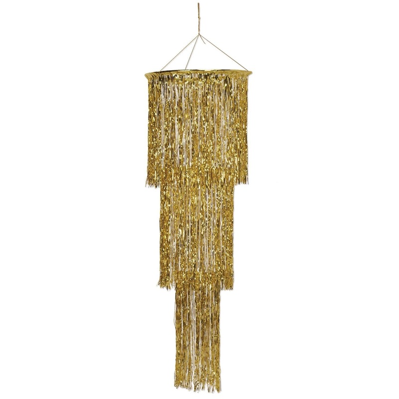 6 Pack Beistle 3-Tier (1-Ply) Shimmering Party Chandelier - gold