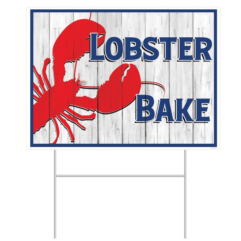6 Pack Beistle Luau Party Plastic Lobster Bake Yard Sign