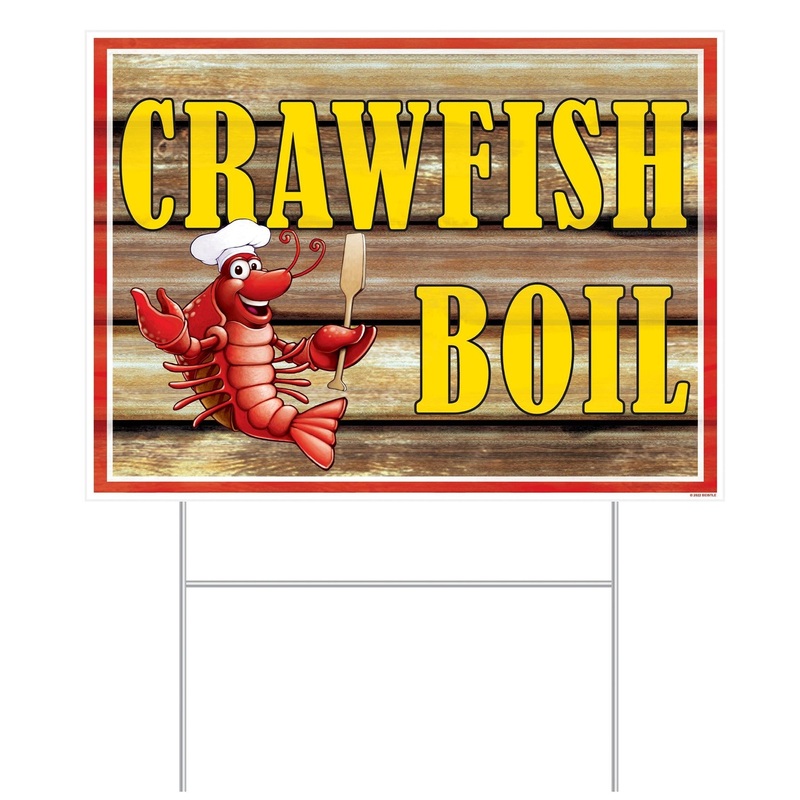 6 Pack Beistle Mardi Gras Plastic Crawfish Boil Yard Sign