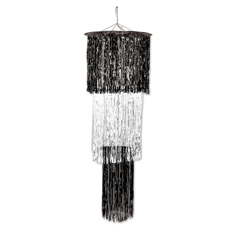 6 Pack Beistle New Year's Eve 3-Tier (1-Ply) Shimmering Chandelier - black/white
