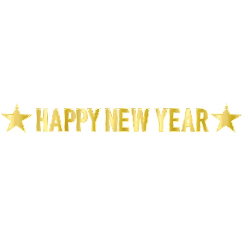 12 Pack Beistle Foil Happy New Year Streamer Gold