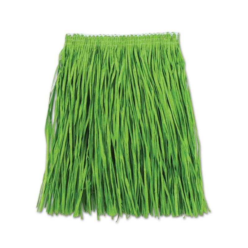 12 Pack Beistle Luau Party Adult Mini Hula Skirt - green