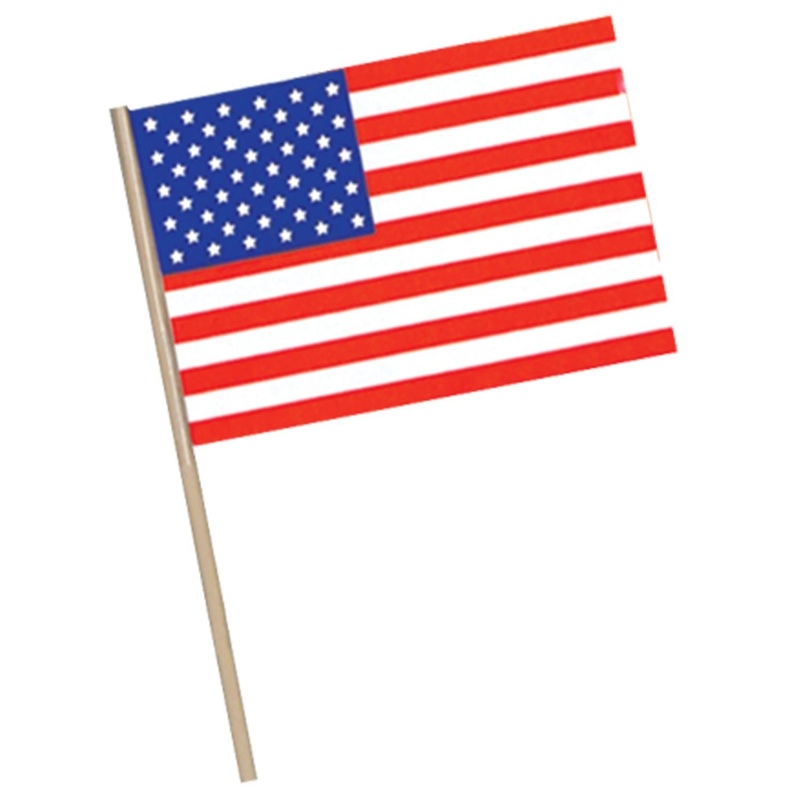 144 Pack Beistle American Flag - Plastic - with 7.5 wooden stick