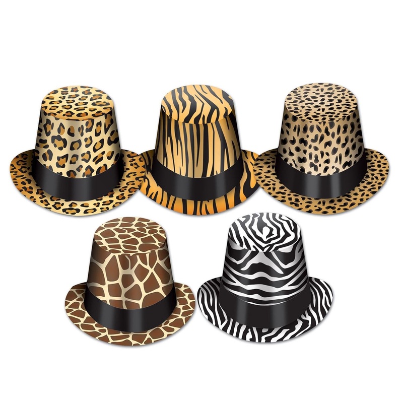 25 Pack Beistle Animal Print Hi-Hats, asst designs