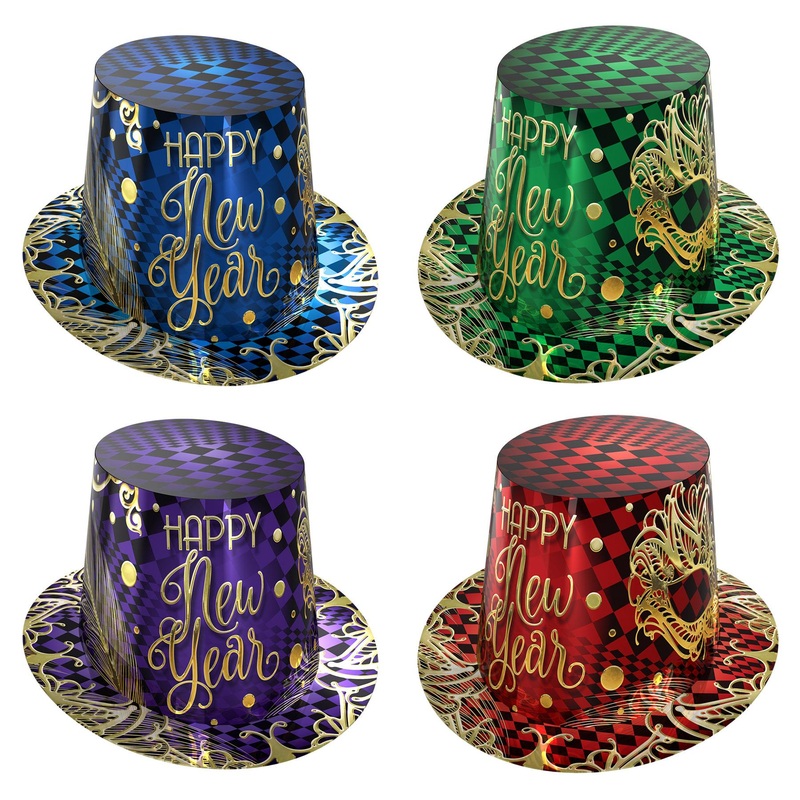 25 Pack Beistle New Year's Eve Midnight Masquerade Hi-Hats