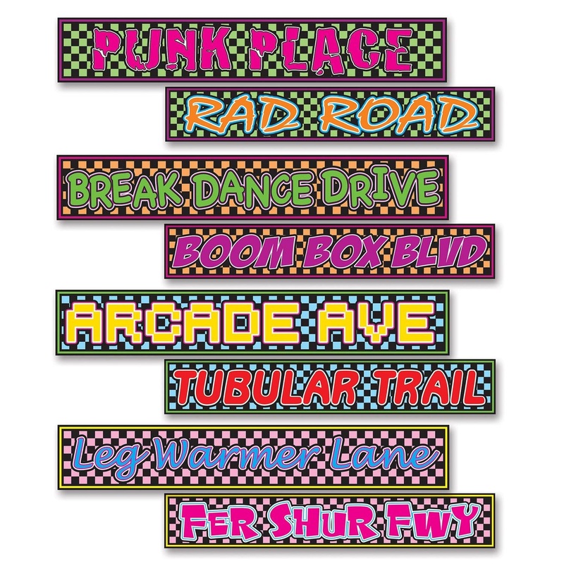 48 Pack Beistle 80's Street Sign Party Cutouts
