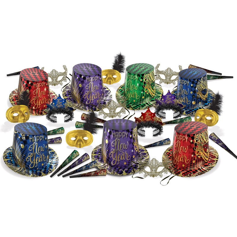 Beistle New Year's Eve Midnight Masquerade Party Assortment for 50