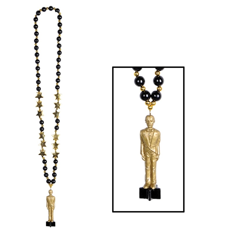 12 Pack Beistle Party Bead Necklaces with Awards Night Statuette